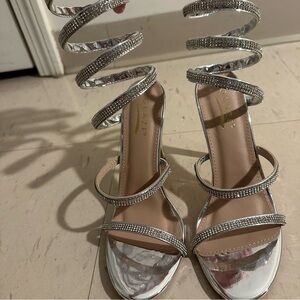 Glaze Silver Spiral Strap Heels